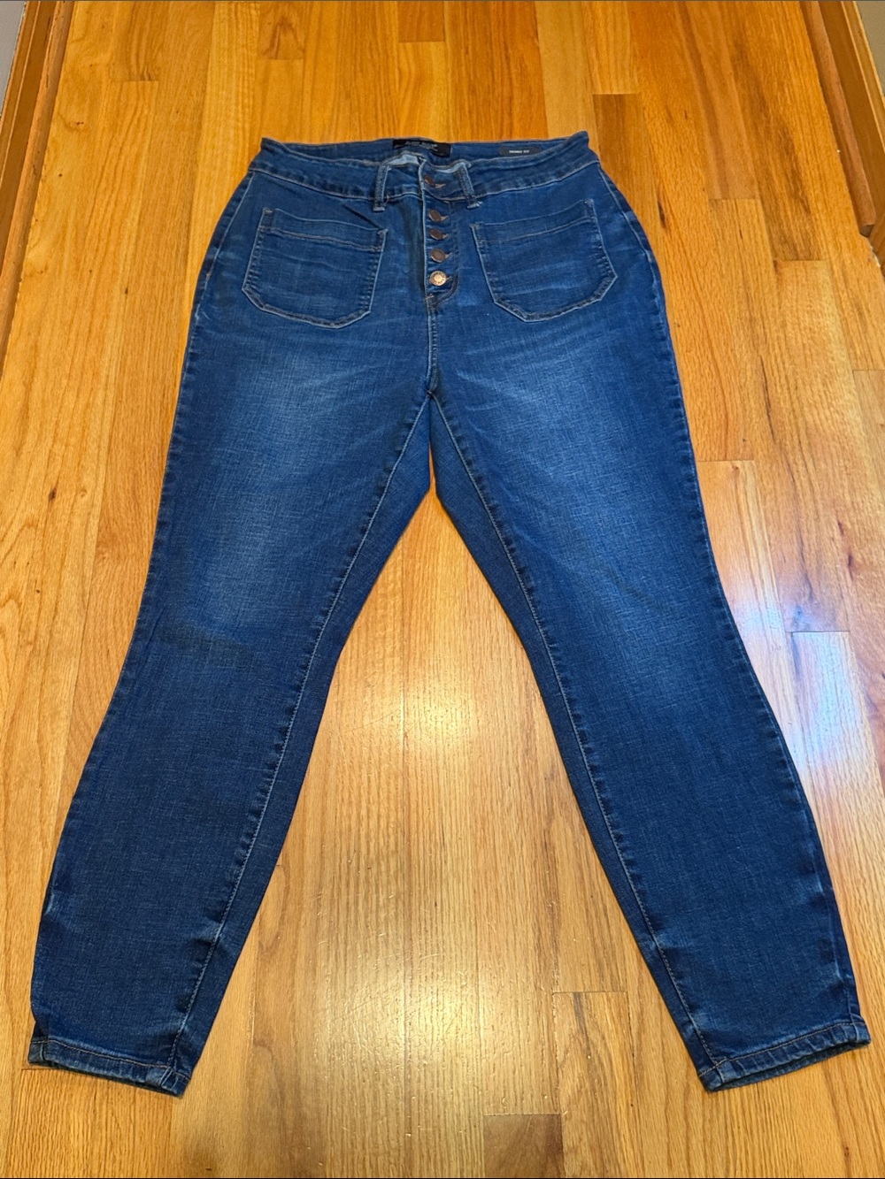 Judy Blue Dark Front Patch Pocket High-Rise Skinny Button-Fly Jeans Women 14W